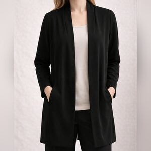 Eileen Fisher System Stretch Crepe Long Jacket Black Small NWT